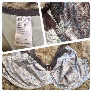 Elomi light blue and gray floral bra 44E